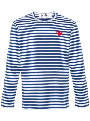 Comme Des Gar&ccedil;ons Play striped heart-patch T-shirt