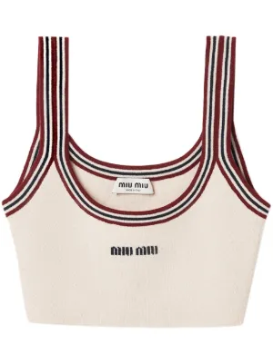 Miu Miu stripe-trim cashmere cropped top
