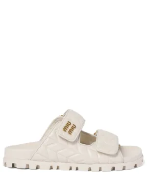 Miu Miu Matelassé nappa leather slides