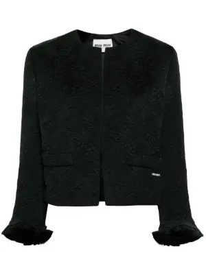 Miu Miu floral-mateless&eacute; cropped jacket