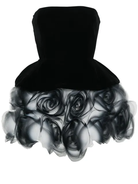 Ana Radu floral-appliqu&eacute; strapless minidress