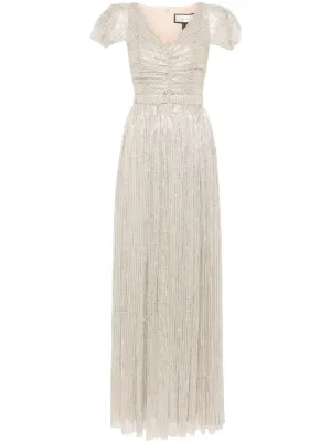 NISSA metallic-striped maxi dress