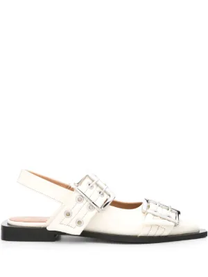 GANNI buckled pointed-toe ballerina shoes