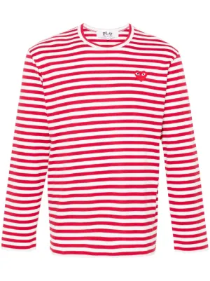 Comme Des Gar&ccedil;ons Play heart-patch striped T-shirt