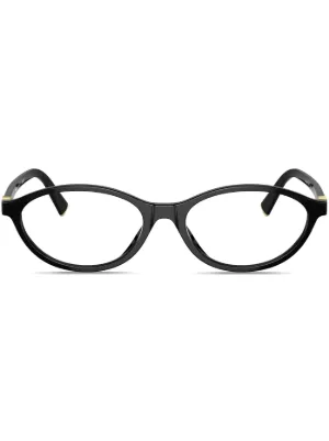 Miu Miu Eyewear logo-plaque oval-frame glasses