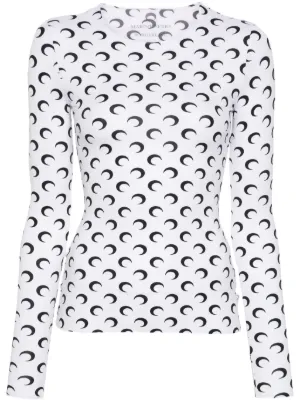 Marine Serre Moon-print crew-neck top