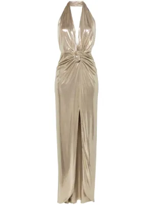 NISSA backless lam&eacute; maxi dress