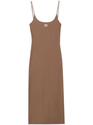 Miu Miu logo-print jersey midi dress