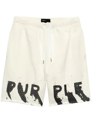 Purple Brand logo-print cotton shorts