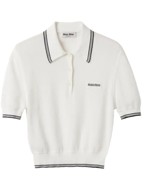 Miu Miu stripe-detail polo top