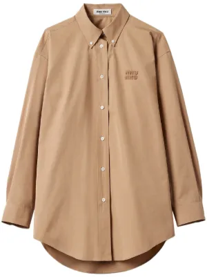 Miu Miu logo-appliqué poplin shirt