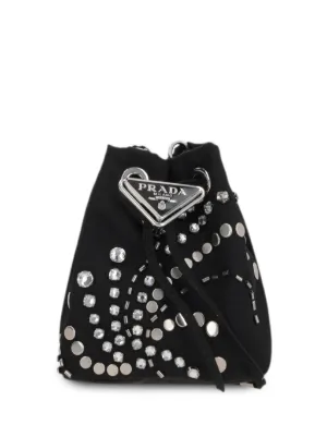 Prada logo-appliqu&eacute; studded bucket bag