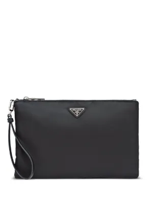 Prada re-nylon triangle-logo clutch bag 