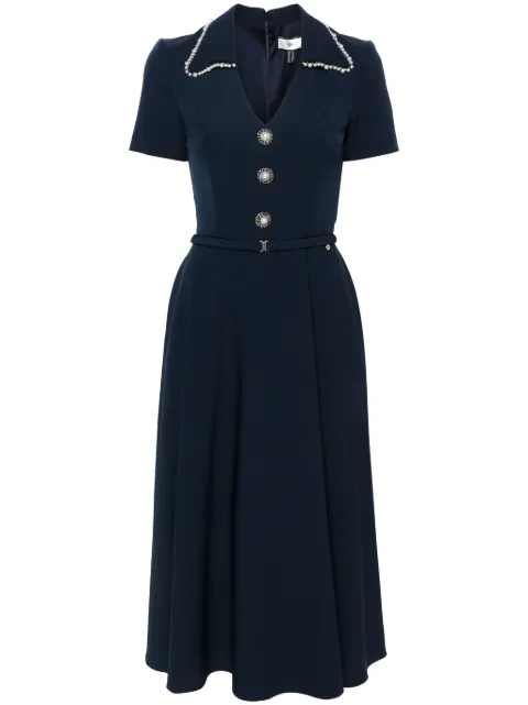 NISSA faux pearl-embellished midi dress