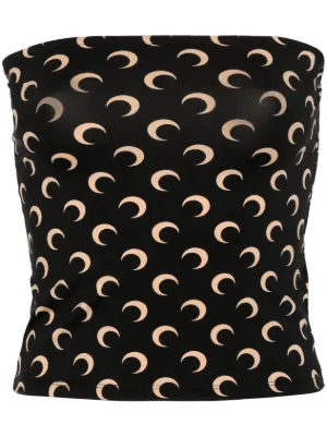 Marine Serre moon printed jersey Second Skin tube top