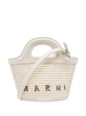 Marni Tropicalia micro bag in leather and raffia-effect fabric