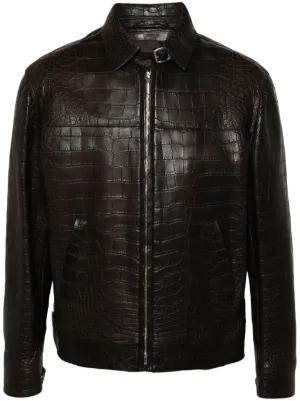 Brioni embossed-leather jacket 