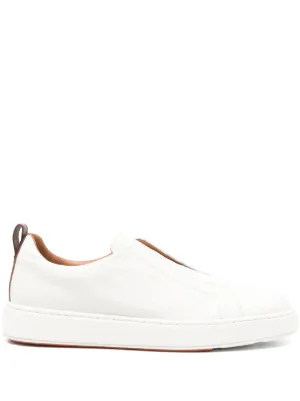 Santoni logo-print leather sneakers