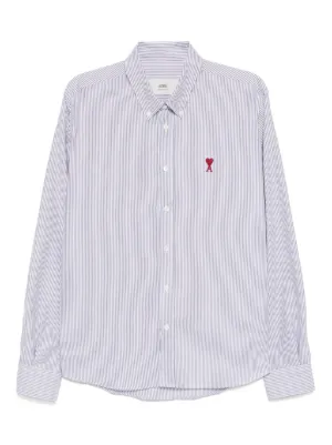 AMI Paris de Coeur monogram striped-pattern shirt