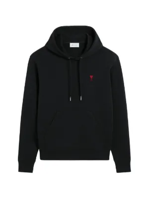 AMI Paris black cotton hoodie with Ami de Coeur