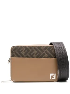 FENDI FF logo-print leather shoulder bag