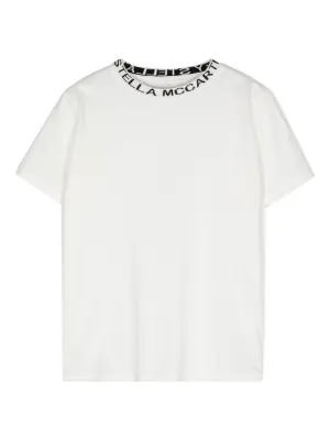 Stella McCartney Kids logo-embroidered collar cotton T-shirt
