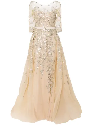 Saiid Kobeisy beaded tulle belted gown