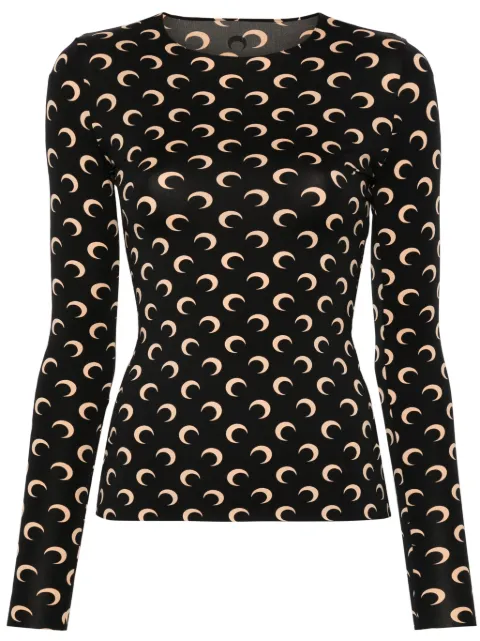 Marine Serre moon-print second-skin crewneck top
