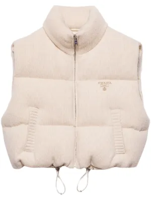Prada logo-embroidered down gilet