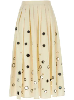 Prada Mirror-embellished coton midi skirt