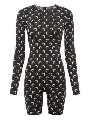 Marine Serre crescent-print long-sleeve jumpsuit
