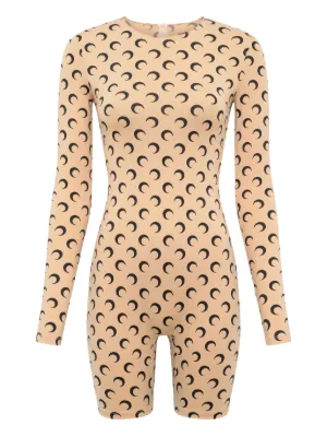 Marine Serre Recycled Moon jersey short catsuit
