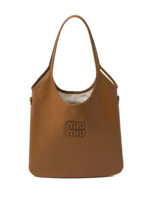 Miu Miu Ivy logo-patch leather shoulder bag