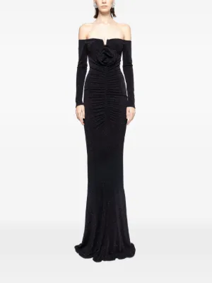 NISSA floral-detail ruched maxi dress
