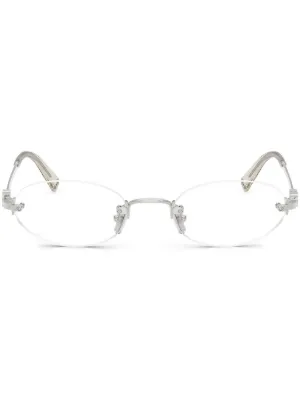 Miu Miu Eyewear logo-plaque round-frame glasses