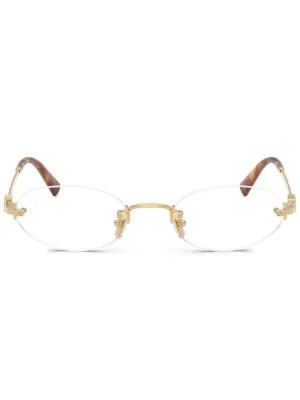 Miu Miu Eyewear logo-plaque round-frame glasses