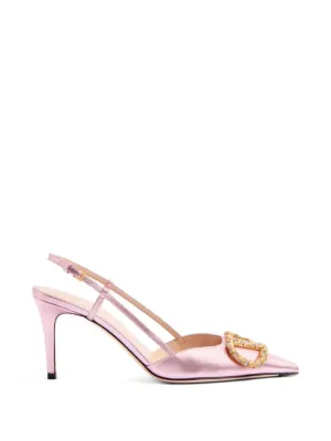 Valentino Garavani VLogo signature slingback pump in laminated nappa leather 80mm