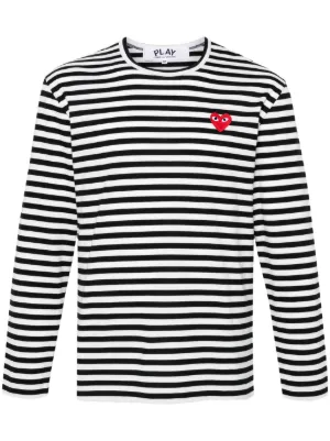 Comme Des Gar&ccedil;ons Play heart-patch striped T-shirt
