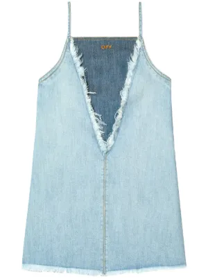Off-White frayed denim mini dress