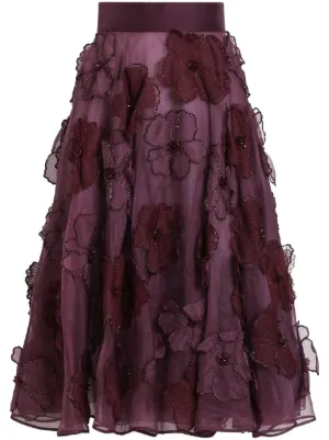 Dolce & Gabbana floral-appliqu&eacute; midi skirt