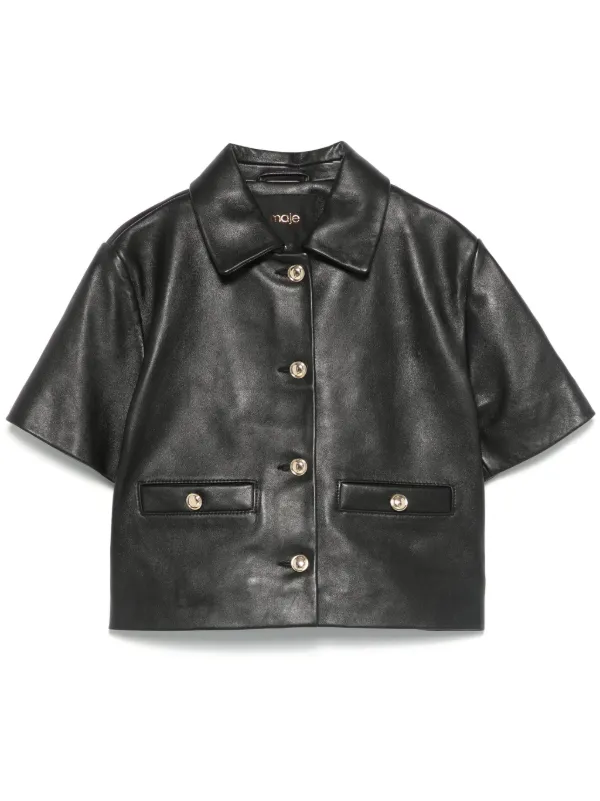 Maje cropped leather jacket