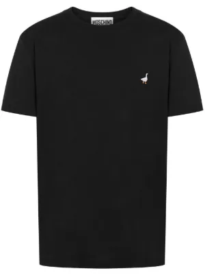 Moschino goose-embroidered cotton T-shirt