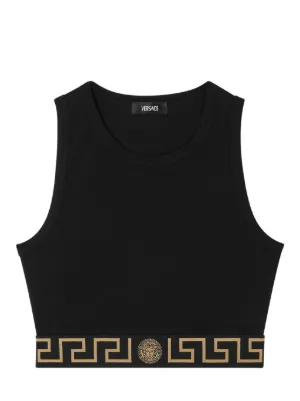Versace jacquard cotton-jersey crop top