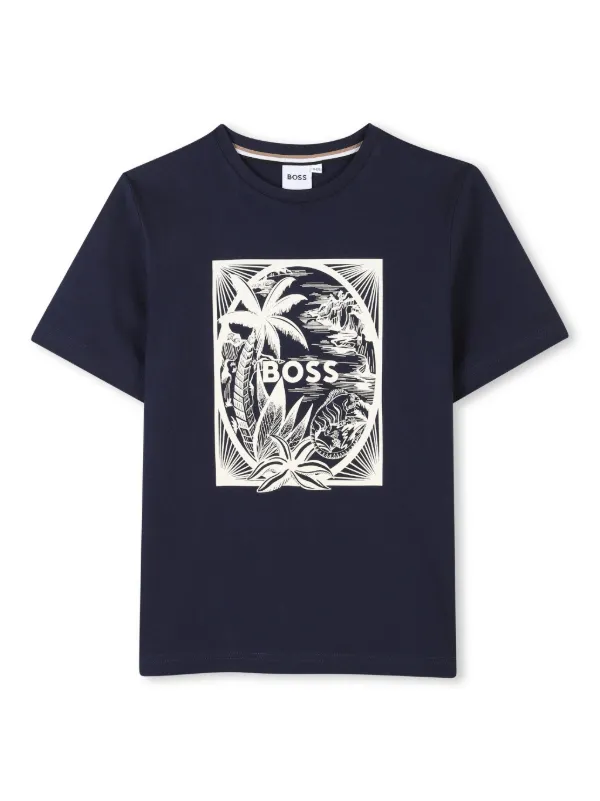 BOSS Kidswear illustration print cotton T-shirt