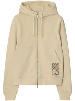 Burberry Check label cotton zip hoodie