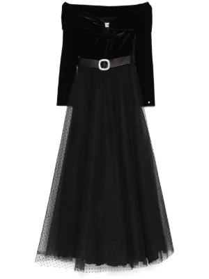 NISSA polka-dot glitter-embellished tulle dress