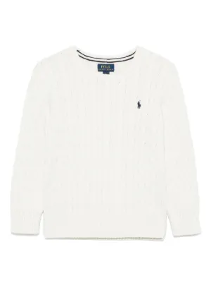 POLO RALPH LAUREN KIDS cable-knit logo-embroidered sweater