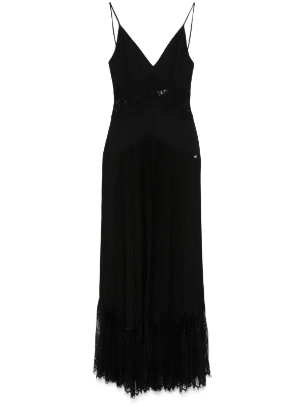 NISSA lace-panel midi dress