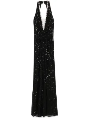 NISSA sequinned halterneck maxi dress
