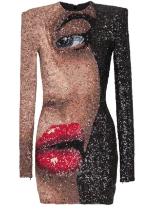 Balmain Partial Face short dress 